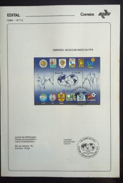 Edital 1984 12 FIFA Com Selo CBC Zurique