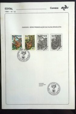 Edital 1984 16 Preservação Fauna Macaco Com Selo CBC RJ