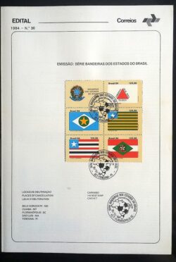 Edital 1984 30 Bandeiras Estados Com Selo CBC PI Teresina