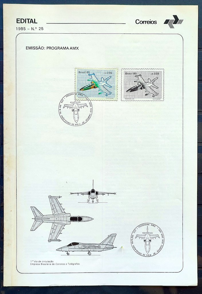Edital 1985 25 Programa AMX Avião Com Selo CBC SP São Jose dos Campos