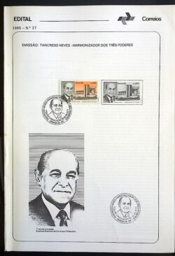 Edital 1985 27 Tancredo Neves Com Selo CBC DF Brasília
