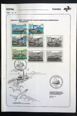Edital 1985 31 Ligacao Maritima Rio Niteroi Navio Com Selo CBC RJ Niteroi