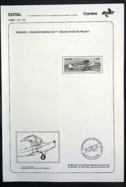 Edital 1985 32 Avião Muniz Sem Selo