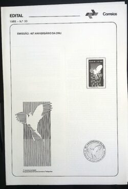 Edital 1985 33 Aniversario da ONU Sem Selo