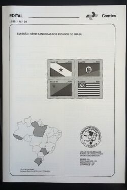 Edital 1985 36 Bandeiras Estados Brasil PA RS AC SP Sem Selo