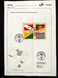 Edital 1985 36 Bandeiras Estados Brasil PA RS SPCom Selo CBC AC Rio Branco