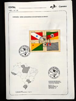 Edital 1985 36 Bandeiras Estados Brasil PA SP AC Com Selo CBC RS Porto Alegre