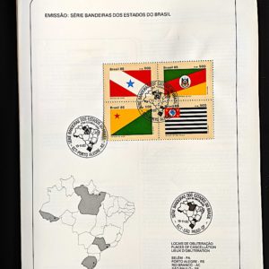 Edital 1985 36 Bandeiras Estados Brasil PA SP AC Com Selo CBC RS Porto Alegre