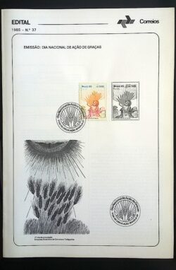 Edital 1985 37 Ação de Graças Religião Com Selo CBC DF Brasília