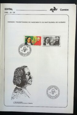 Edital 1985 39 Bartolomeu Gusmao Com Selo Lado CBC SP Santos