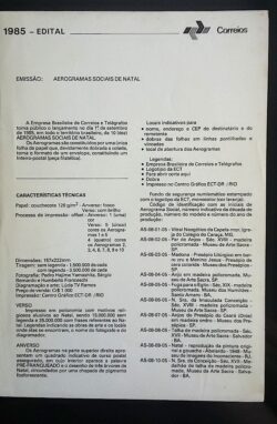 Edital 1985 Selo Aerograma Social Natal