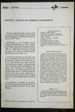 Edital 1985 Selo Hanseníase Saúde