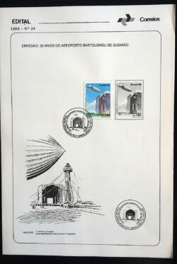 Edital 1986 24 Aeroporto Bartomeu Gusmao Balão Zeppelin Com Selo CBC RJ