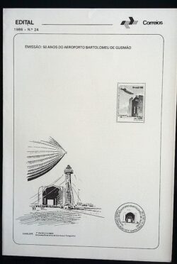 Edital 1986 24 Aeroporto Bartomeu Gusmao Balão Zeppelin Sem Selo