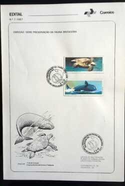Edital 1987 07 Fauna Tartaruga Baleia Com Selo CBC BA Salvador