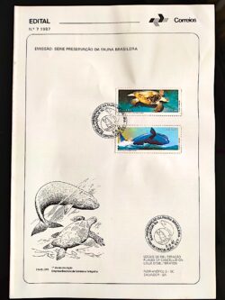 Edital 1987 07 Fauna Tartaruga Baleia Com Selo CBC SC Florianópolis