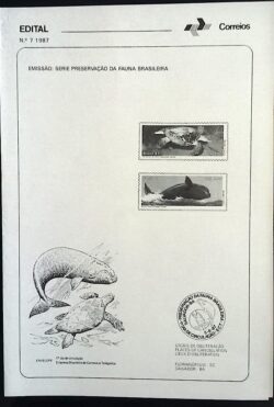 Edital 1987 07 Fauna Tartaruga Baleia Sem Selo