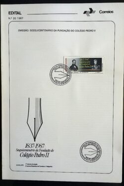 Edital 1987 20 Colegio Pedro II Com Selo Sobreposto CBC RJ