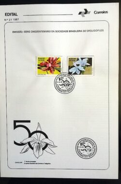 Edital 1987 21 Orquidofilos Com Selo CBC RJ