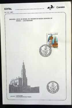 Edital 1987 22 Nossa Senhora de Fatima Religiao Com Selo CBC RJ