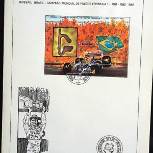 Edital 1988 05 Nelson Piquet Campeao Formula 1 Carro Bandeira Com Selo CBC RJ