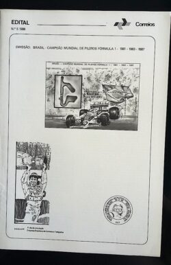 Edital 1988 05 Nelson Piquet Campeão Formula 1 Carro Bandeira Sem Selo