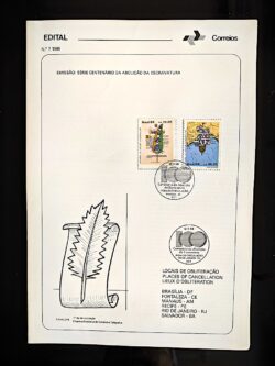 Edital 1988 07 Abolicao da Escravatura Com Selo CBC DF Brasília