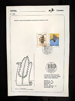 Edital 1988 07 Abolicao da Escravatura Com Selo CBC RJ