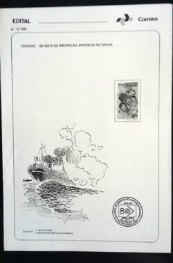 Edital 1988 10 Imigração Japonesa Brasil Japão Bandeira Navio Sem Selo