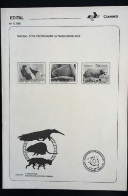 Edital 1988 12 Preservação da Fauna Brasileira Tamanduá Sem Selo