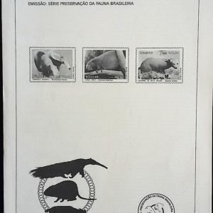 Edital 1988 12 Preservação da Fauna Brasileira Tamanduá Sem Selo