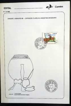 Edital 1988 19 Exposição Filatélica Argentino Brasileira Cavalo Com Selo CBC RS Porto Alegre