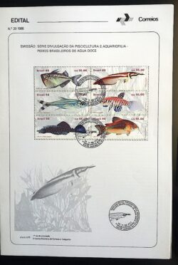 Edital 1988 20 Peixes Água Doce Com Selo CBC RJ