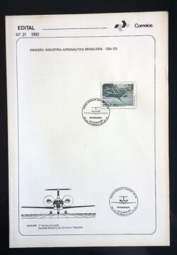 Edital 1990 21 Industria Aeronáutica Brasileira Avião CBA 123 Com Selo CPD SP São José dos Campos