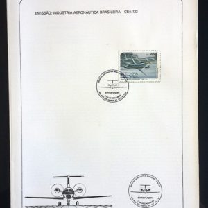 Edital 1990 21 Industria Aeronáutica Brasileira Avião CBA 123 Com Selo CPD SP São José dos Campos