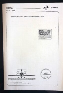Edital 1990 21 Industria Aeronáutica Brasileira Avião CBA 123 Sem Selo