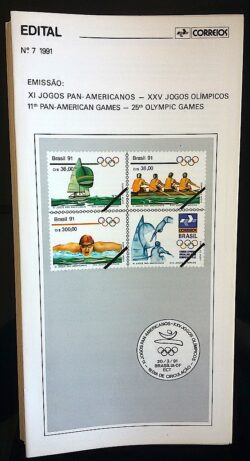 Edital 1991 07 Jogos Panamericanos Olimpicos Esporte Natacao Vela Remo Sem Selo
