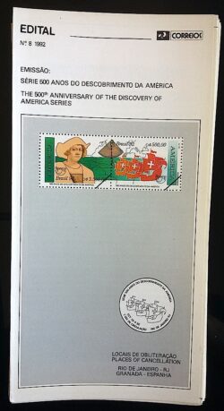 Edital 1992 08 Descobrimento da America Sem Selo