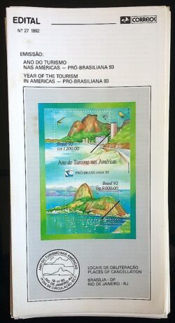 Edital 1992 27 Turismo Americas Brasiliana  Rio de Janeiro Sem Selo