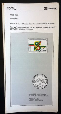 Edital 1993 20 Amizade Brasil Portugal Sem Selo