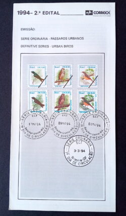 Edital 1994 02 Passaros Urbanos Com Selo CBC MG Belo Horizonte