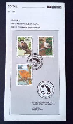 Edital 1994 11 Preservação Fauna Macaco Com Selo CBC BA Ilhéus