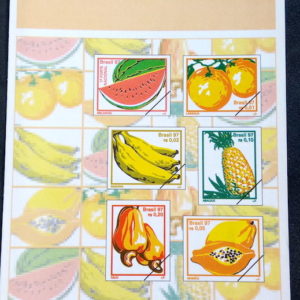 Edital 1997 02 Frutas Caju Mamao Melancia Banana Abacaxi Laranja Sem Selo