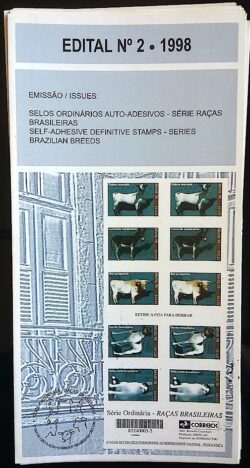 Edital 1998 02 Raças Brasileiras Cachorro Vaca Boi Sem Selo