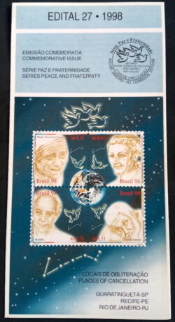 Edital 1998 27 Paz e Fraternidade Betinho Calcuta Sem Selo