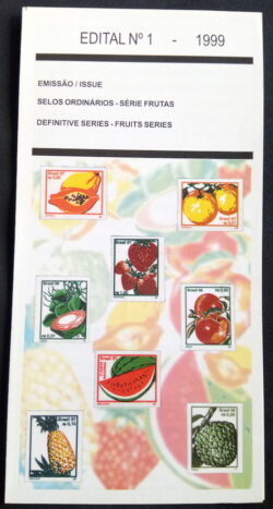 Edital 1999 01 Fruta Melancia Mamao Maca Morango Abacaxi Laranja Coco Sem Selo