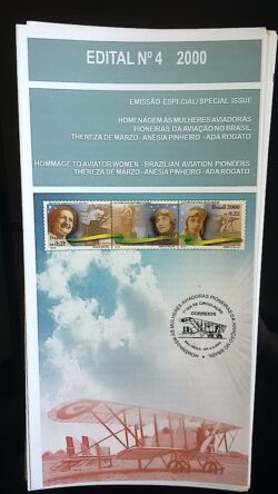 Edital 2000 04 Mulheres Aviadoras Avião Sem Selo