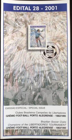 Edital 2001 28 Campeoes da Libertadores Gremio Futebol Com Selo Sobreposto