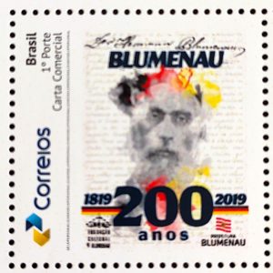 PB 134 Selo Personalizado Bicentenário de Hermann Blumenau Gomado 2019
