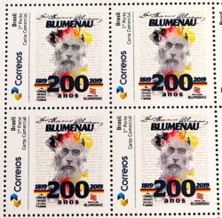 PB 134 Selo Personalizado Bicentenário de Hermann Blumenau 2019 Quadra